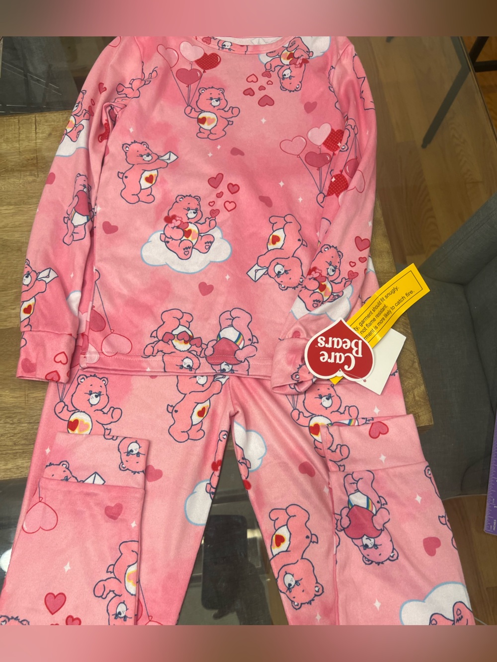 Care Bears Pink Heart Print Pajama Set for Kids
